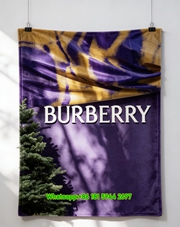 Burberry Purple & Gold Storefront Print Flannel Sofa Throw Blanket B222
